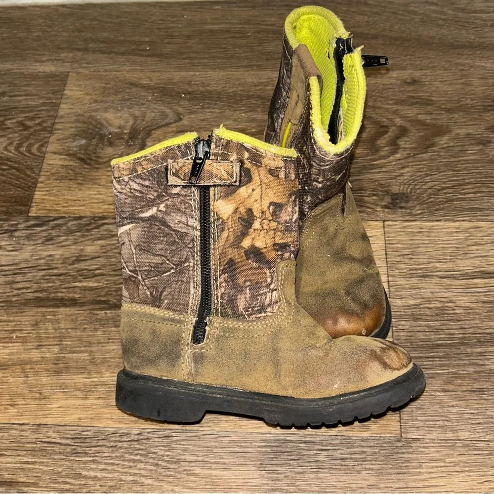 Toddler Magellan Brown Outdoor Camo Realtree Zip Up Boots Size 9 |F32